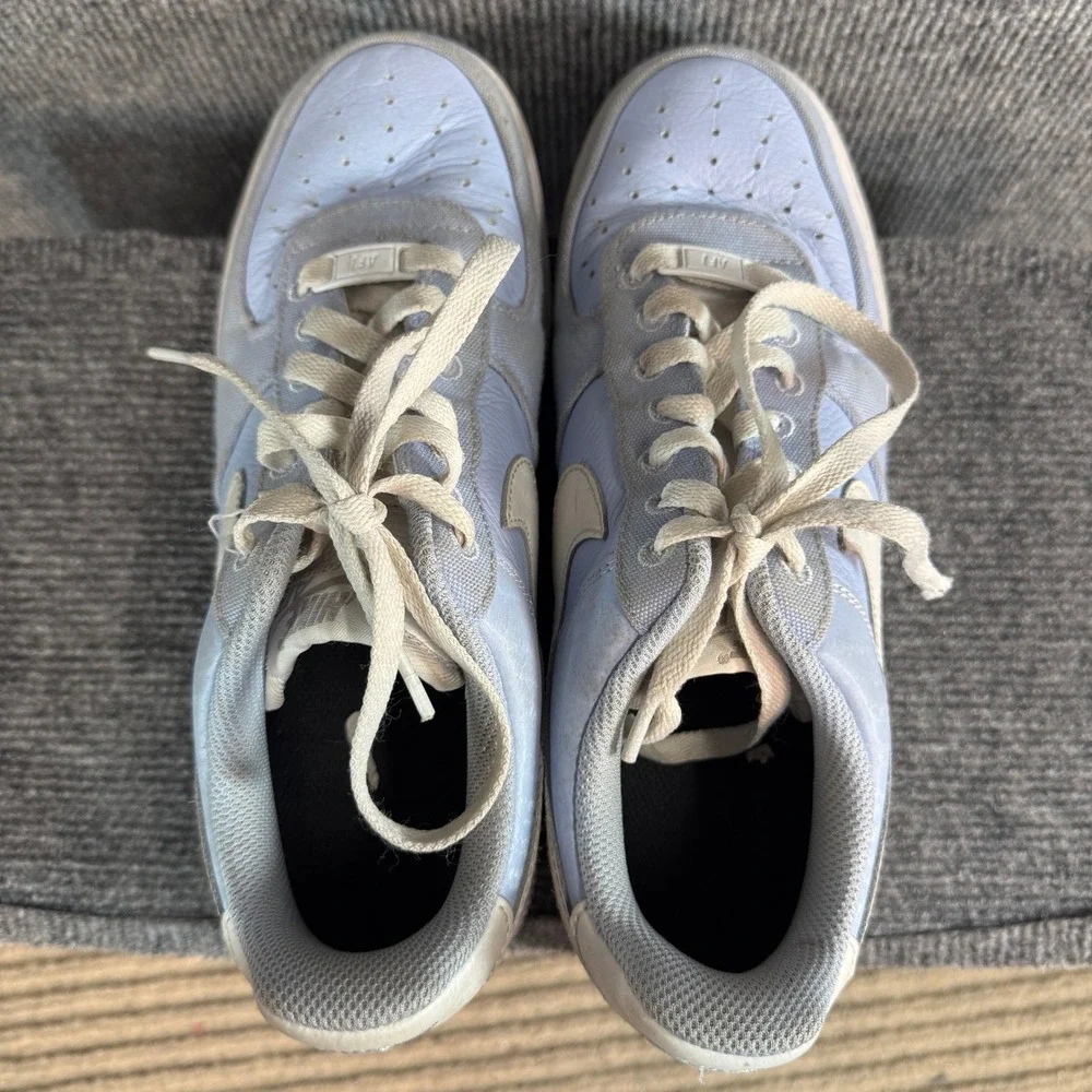 Nike Air Force 1 Low Light Blue Cream Leather Textile Sneakers AF1 Mens 7.5